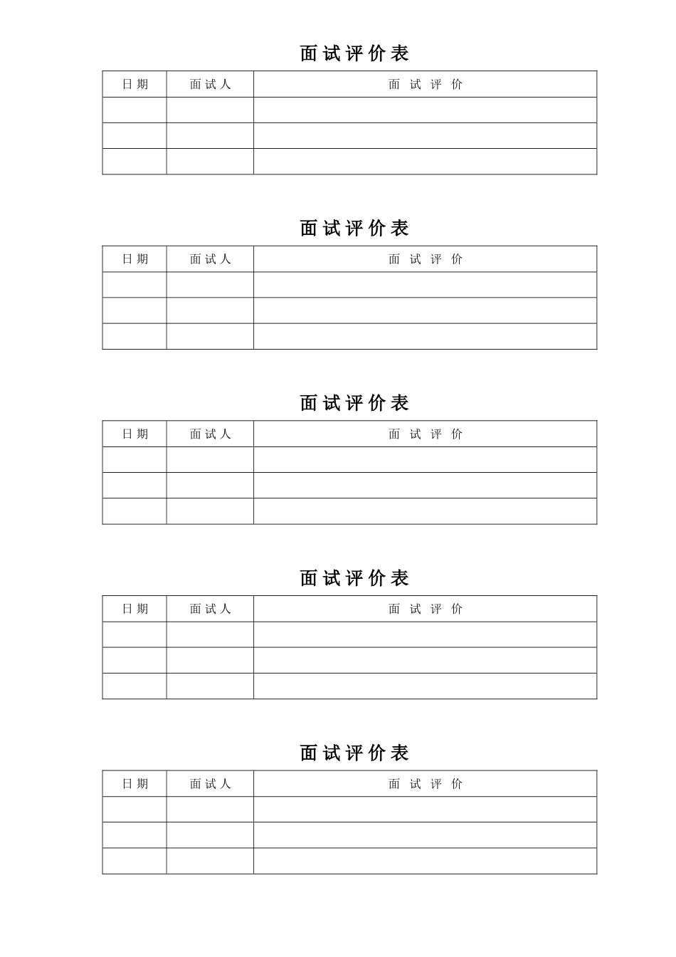 2025年人力资源制度：面 试 评 价 表.doc_第1页