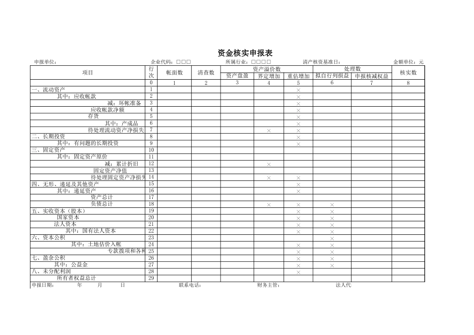 2025年公司管理表格：资金核实申报表【山大教育】.xls_第1页