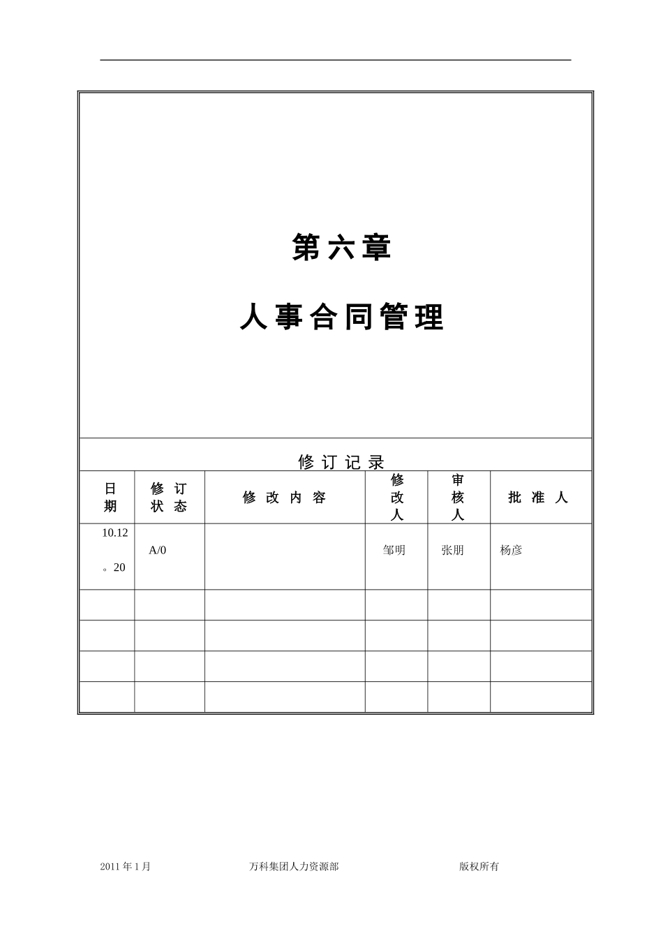 2025年人力资源制度：万科集团人事合同管理制度规范.doc_第1页