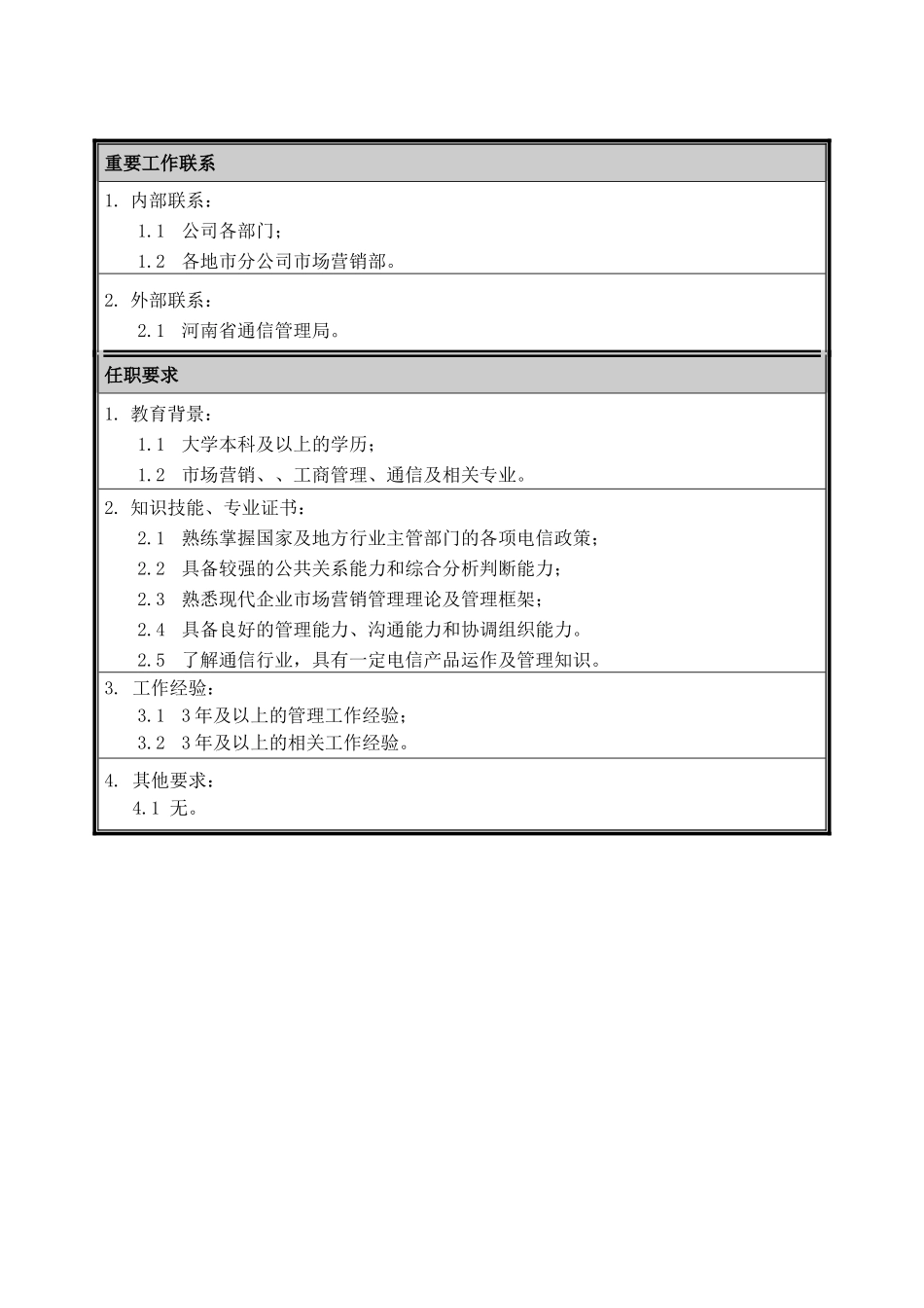 2025年人力资源制度：业务管理部经理职位说明书.doc_第2页