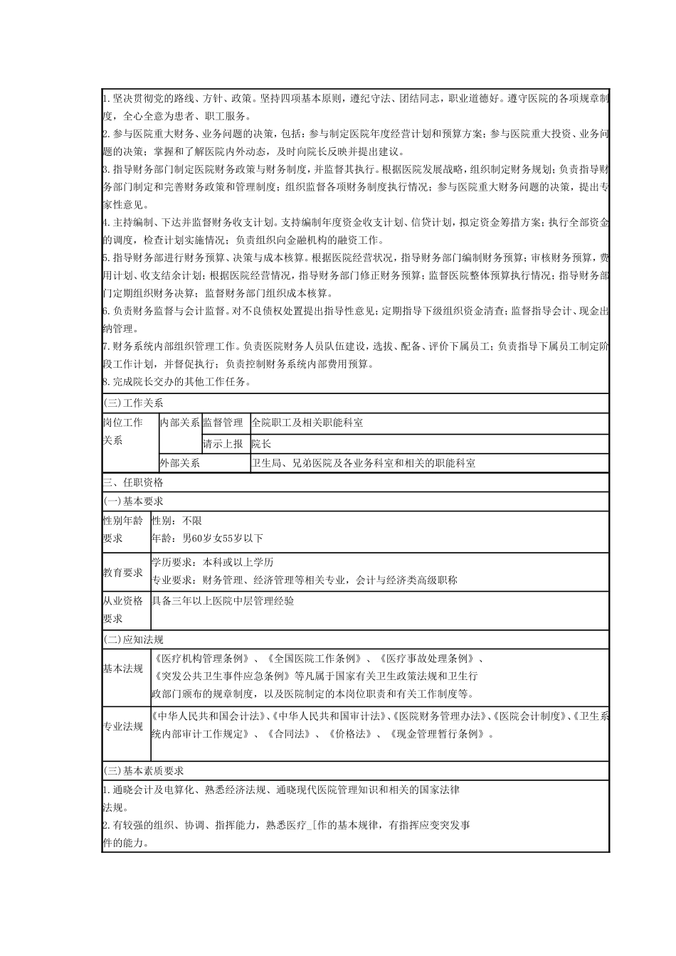 2025年人力资源制度：医院后勤岗位说明书.doc_第3页