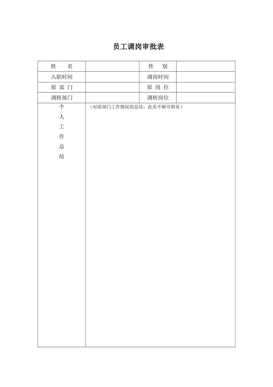 2025年人力资源制度：员工调岗审批表.doc_第1页