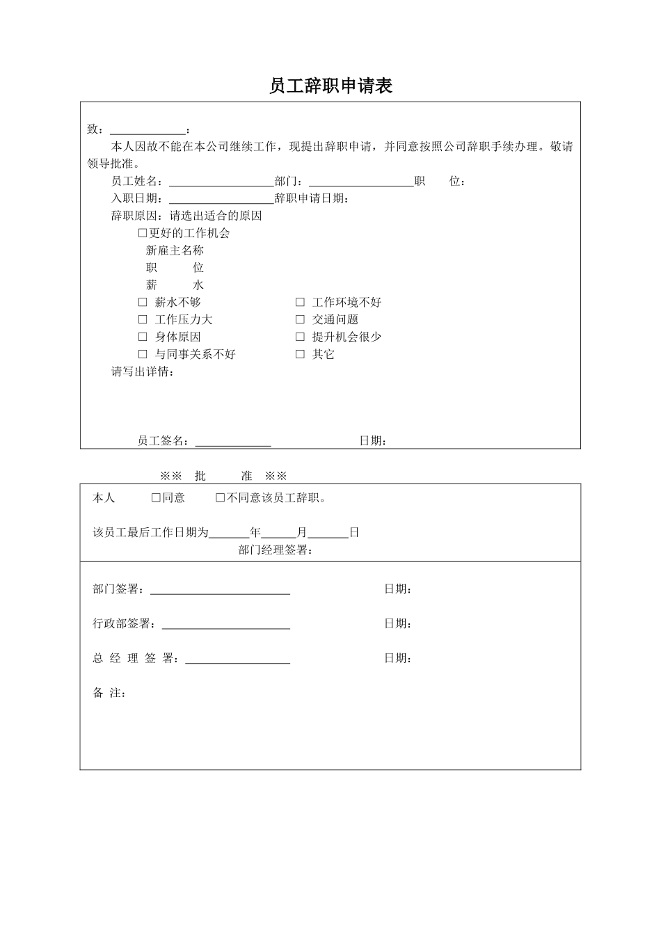 2025年人力资源制度：员工离职手续表格.docx_第2页