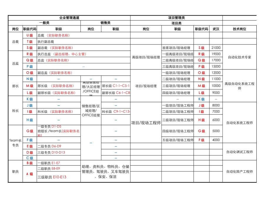 2025年人力资源制度：职业发展通道表汇总.xls_第1页