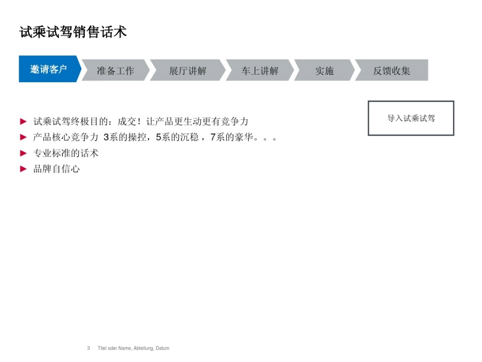 2025年销售技巧培训：宝马试乘试驾流程指导销售话术.pdf_第3页