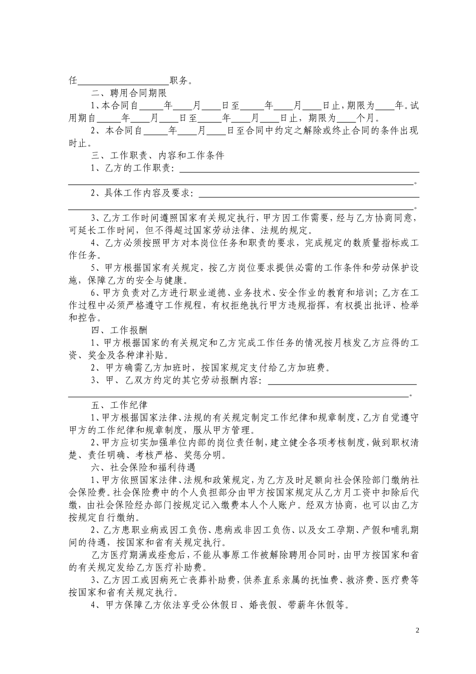 2025年人力资源制度：专业技术人员聘用合同书.doc_第2页