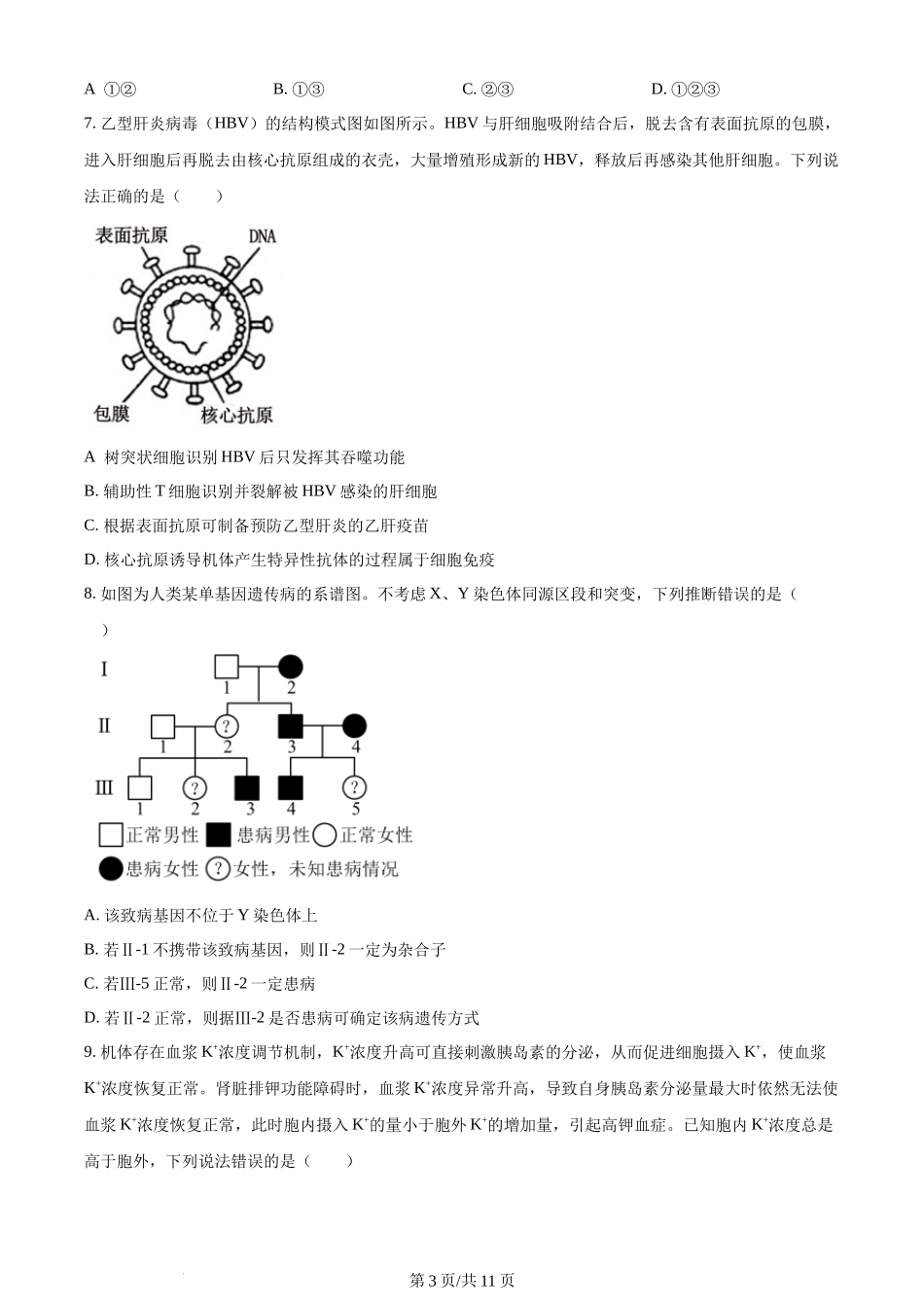 (官方发布)2024年高考生物真题（山东）（空白卷）.docx_第3页