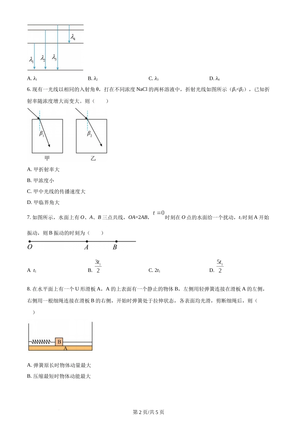 (官方发布)2024年高考物理真题（江苏）（回忆版）（空白卷）缺第8题、第16题.docx_第2页