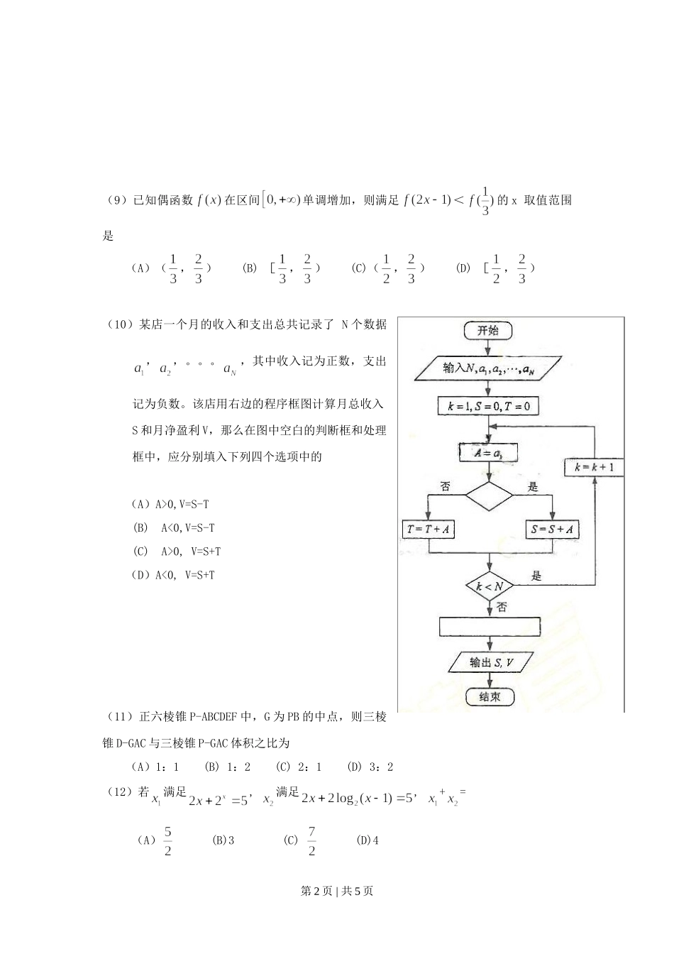 （官方发布）2009年高考数学真题（理）（辽宁）（空白卷）.doc_第2页