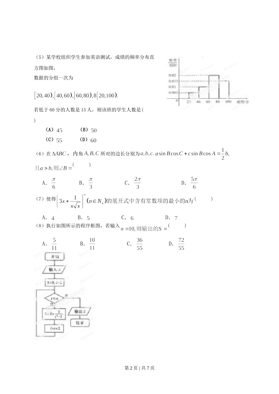 （官方发布）2013年高考数学真题（理）（辽宁）（空白卷）.doc_第2页