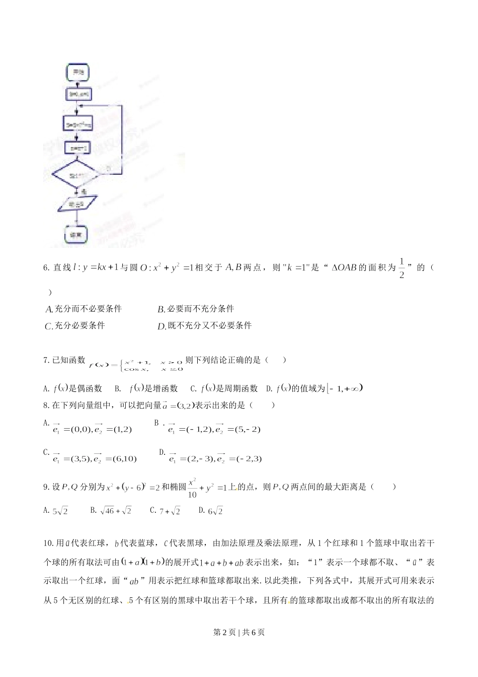 （官方发布）2014年高考数学真题（理）（福建）（空白卷）.doc_第2页