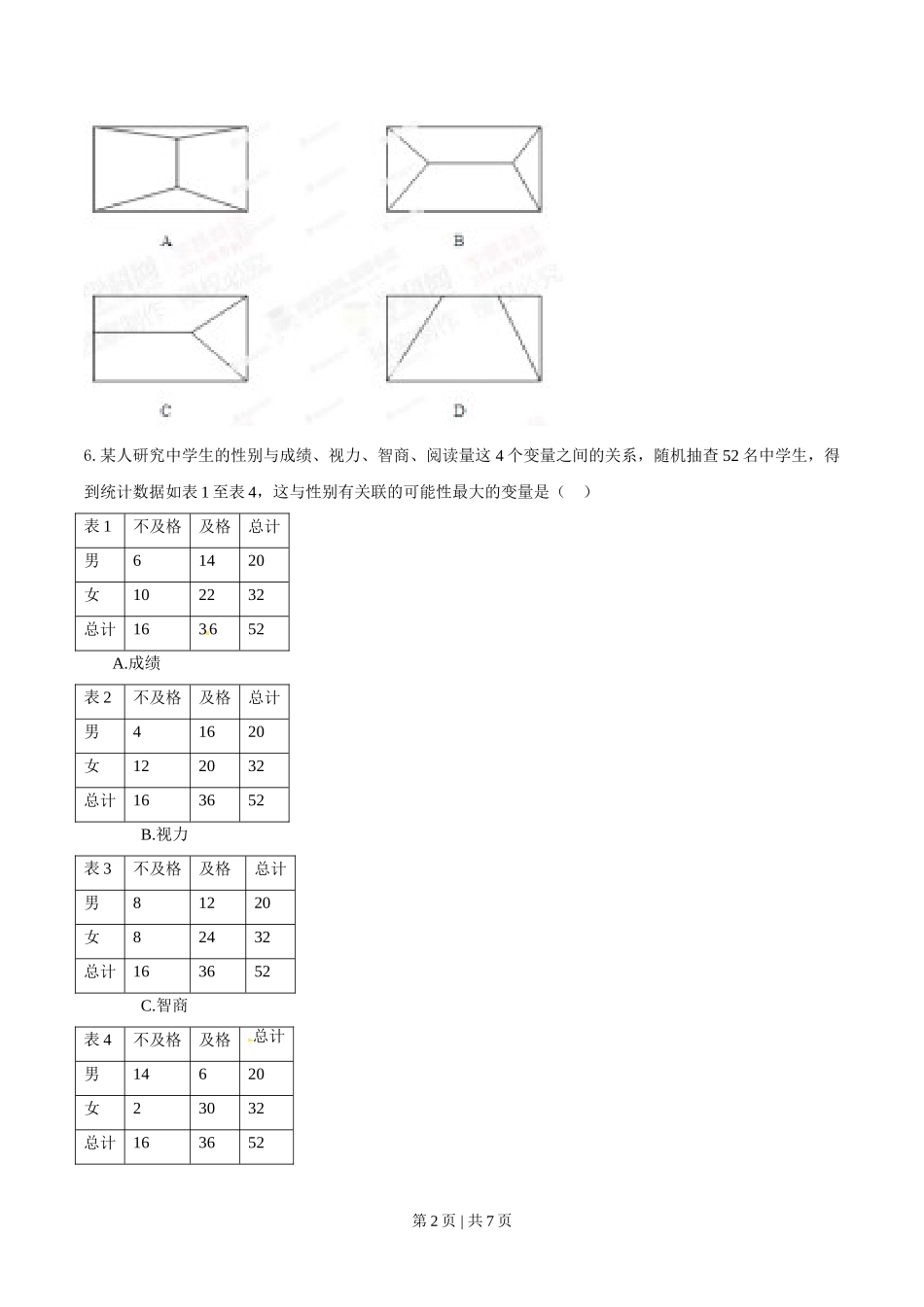 （官方发布）2014年高考数学真题（理）（江西）（空白卷）.doc_第2页