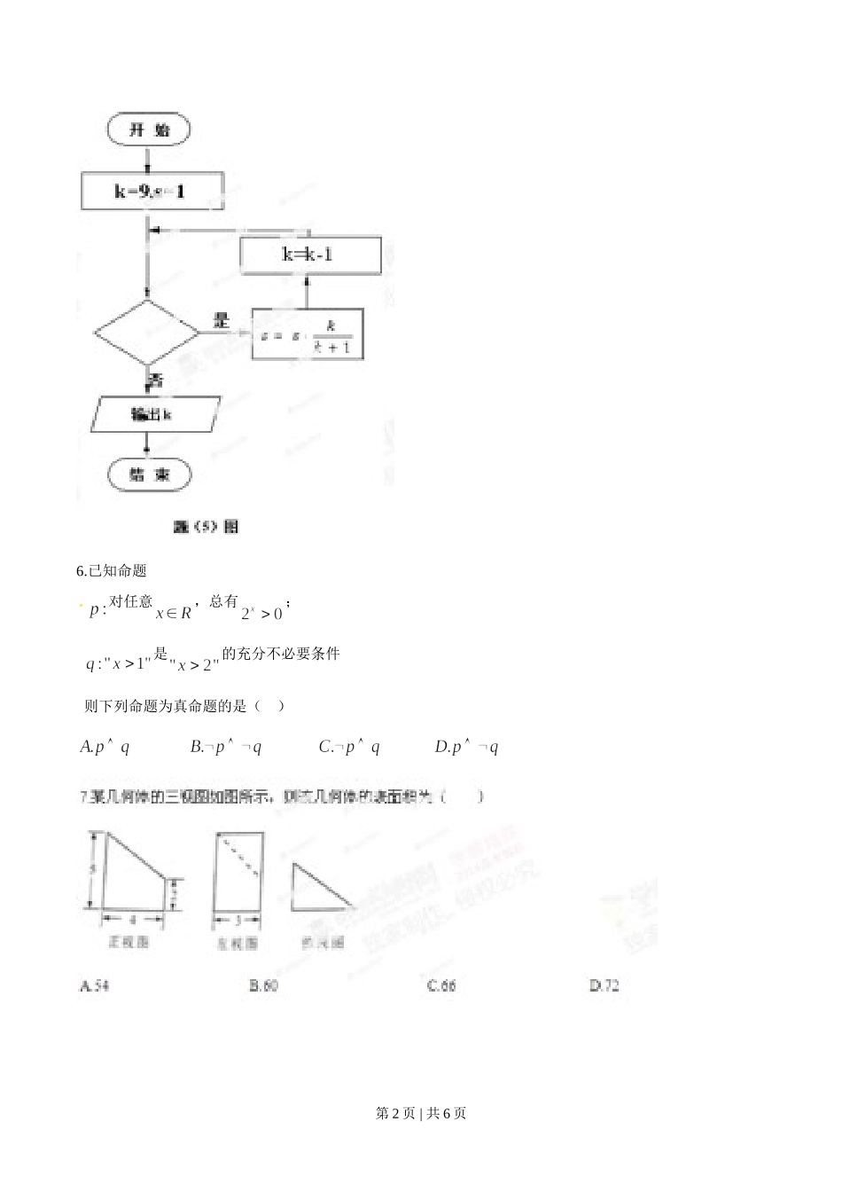 （官方发布）2014年高考数学真题（理）（重庆）（空白卷）.doc_第2页