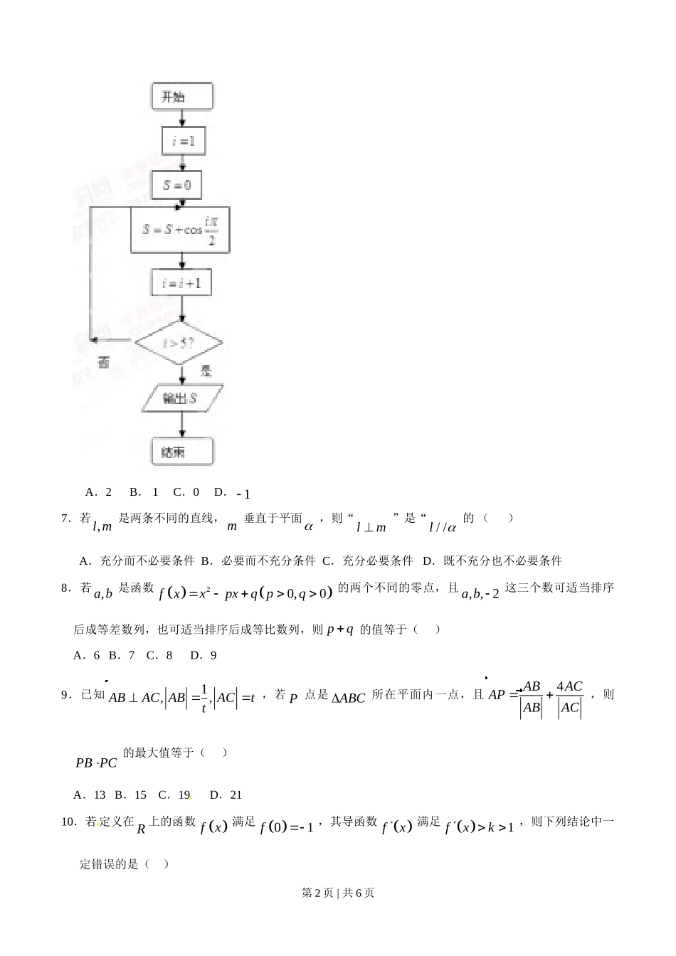 （官方发布）2015年高考数学真题（理）（福建）（空白卷）.doc_第2页