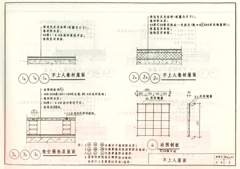 规范标准整理：闽93J01 卷材防水屋面构造图.pdf_第3页