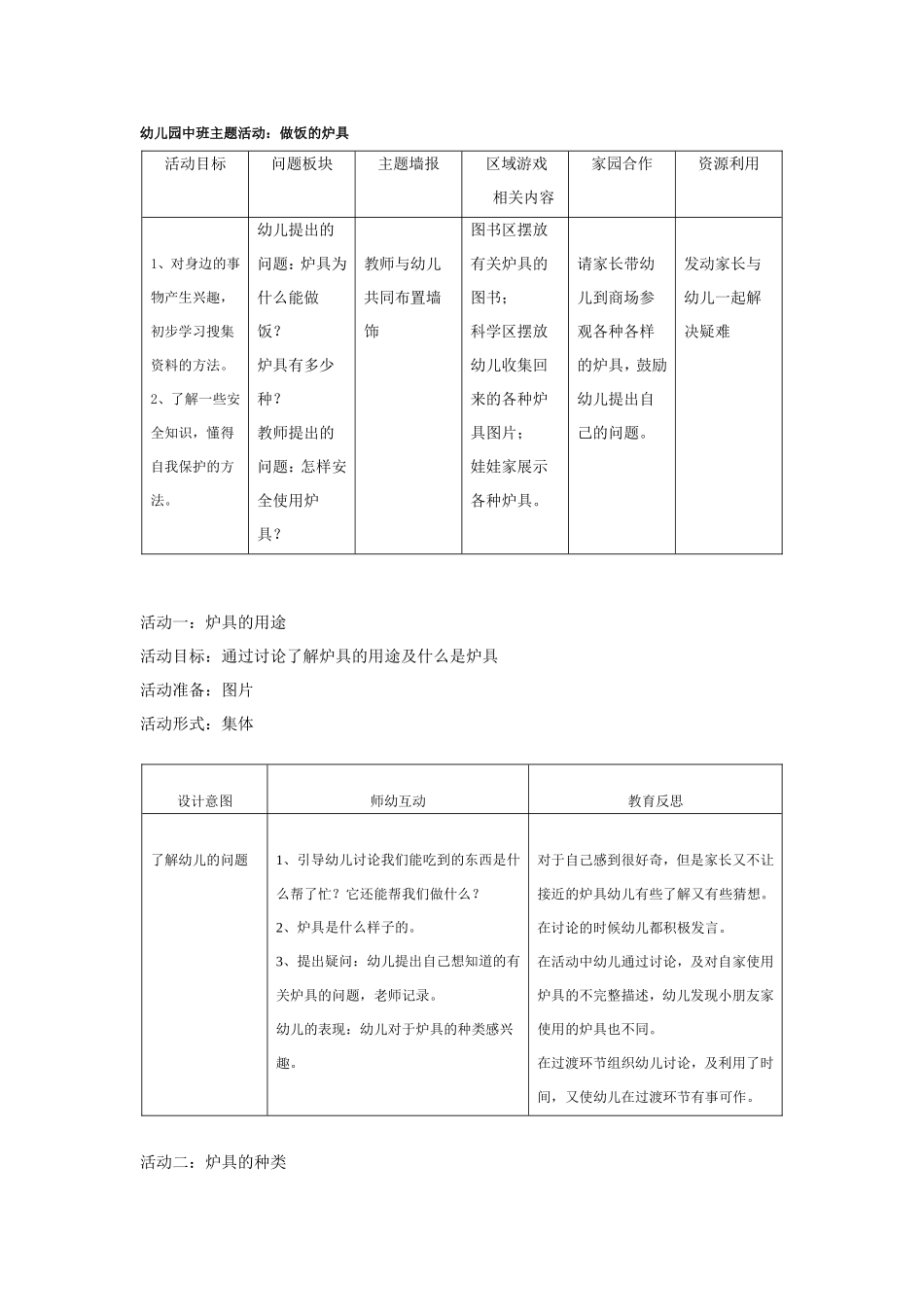 2025年最新儿童绘本故事：幼儿园中班主题教案：做饭的炉具.doc_第1页