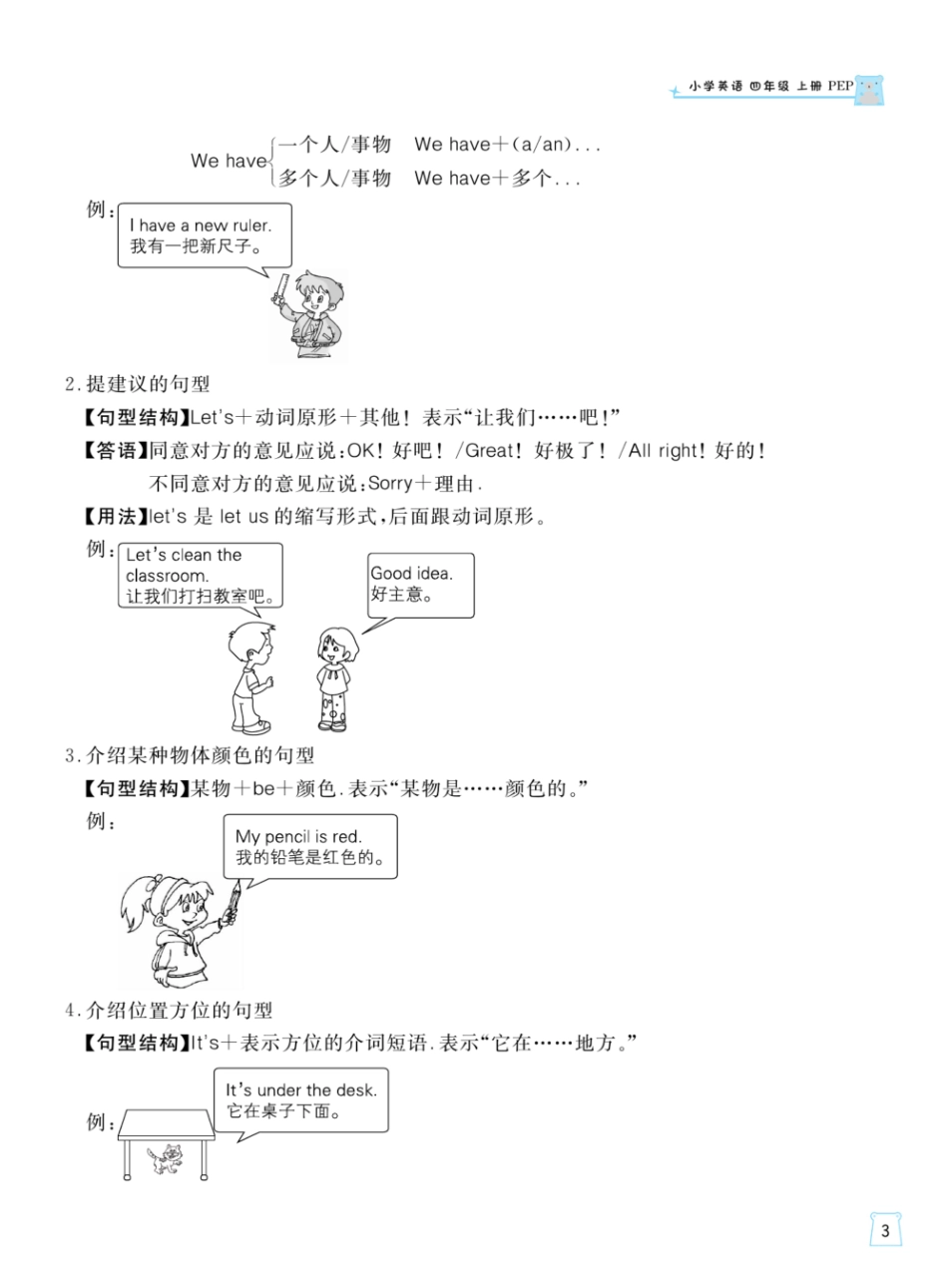 人教版英语4年级上册一起梳理单元知识点.pdf_第3页