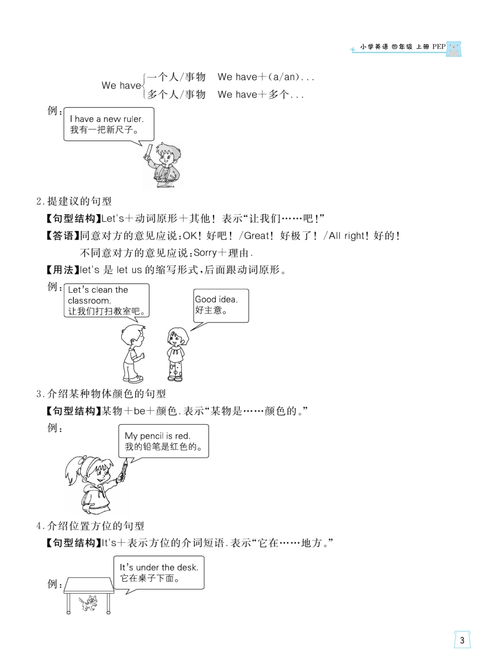 人教版英语四年级上册一起梳理单元知识.pdf_第3页