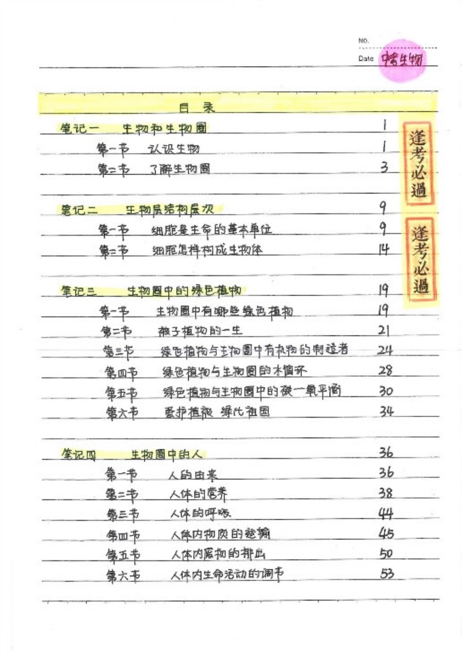 初中九科学霸笔记_9）中考生物状元笔记（154页）.pdf_第3页