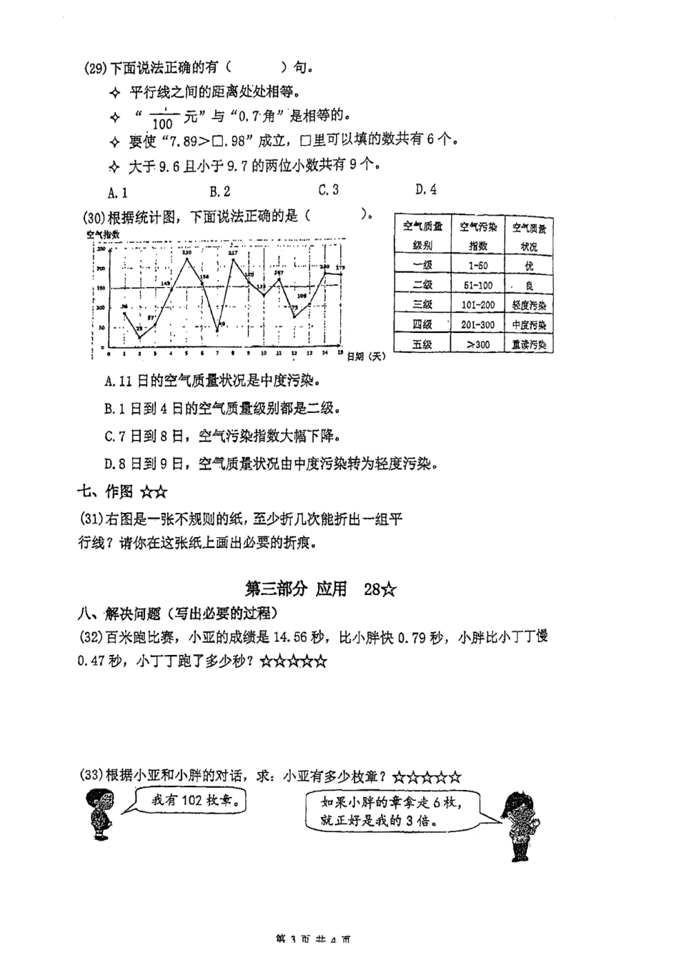 闵实验四年级下学期数学期末试卷（学生版）.pdf_第3页