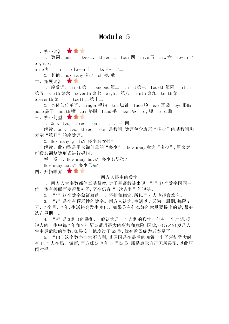 【外研版英语小学3年级上册】 Module 5 知识清单.docx_第1页