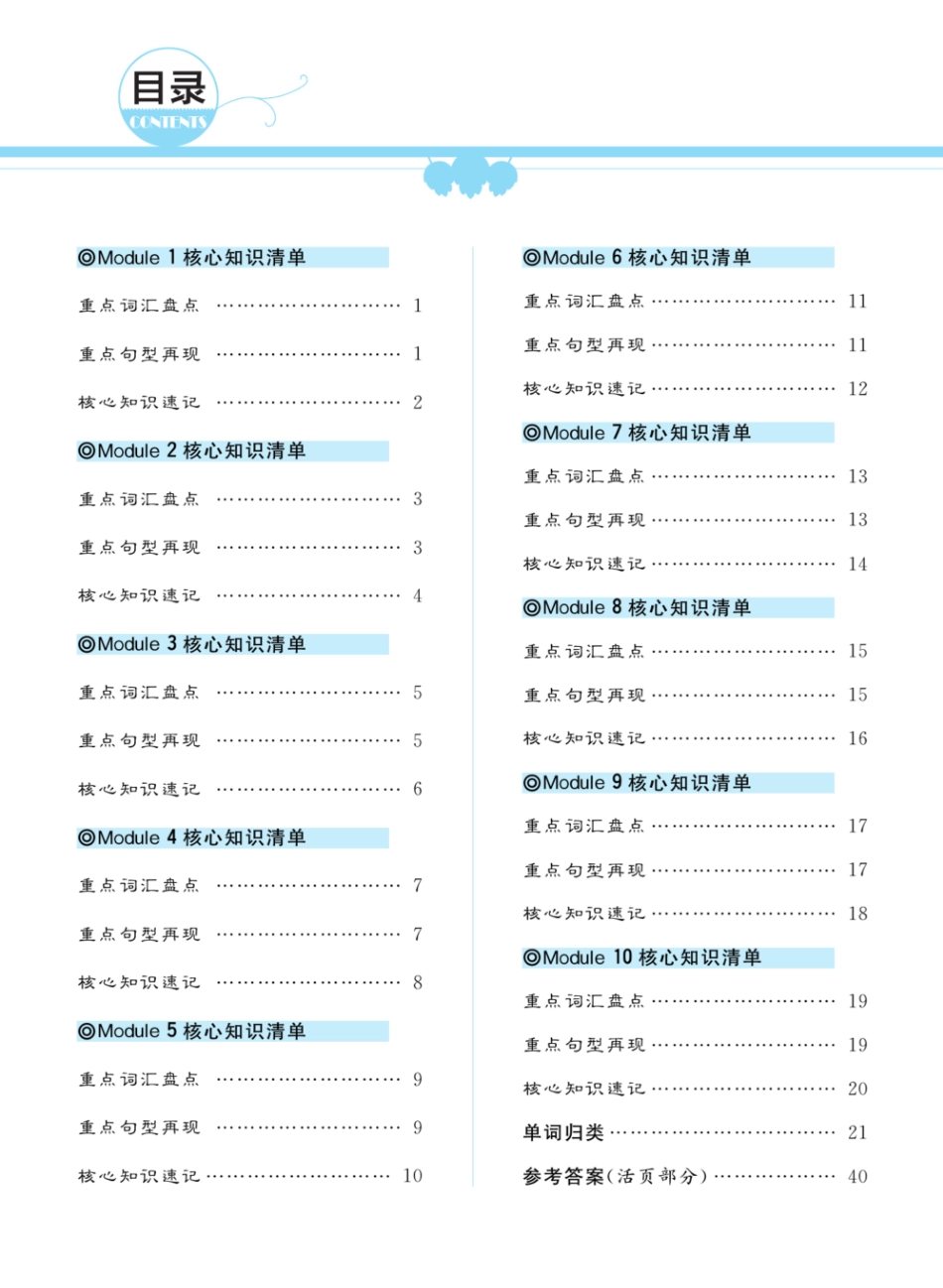 外研版英语三年级上册一起梳理单元知识.pdf_第1页