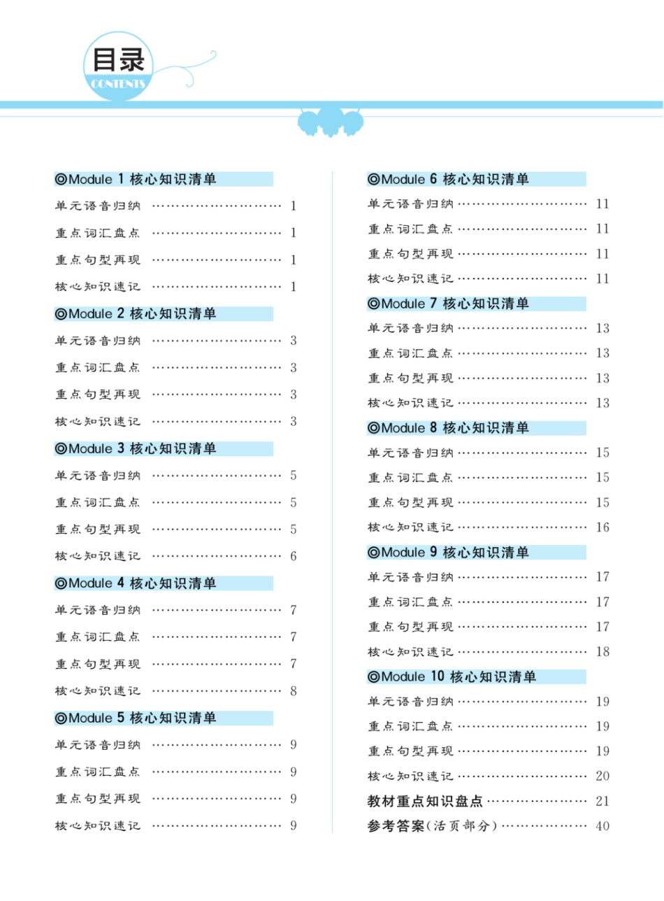 外研版英语五年级上册一起梳理单元知识.pdf_第1页