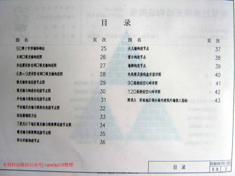 西南05G701(四)框架轻质填充墙构造图集--烧结空心砖填充墙 (1).pdf_第2页