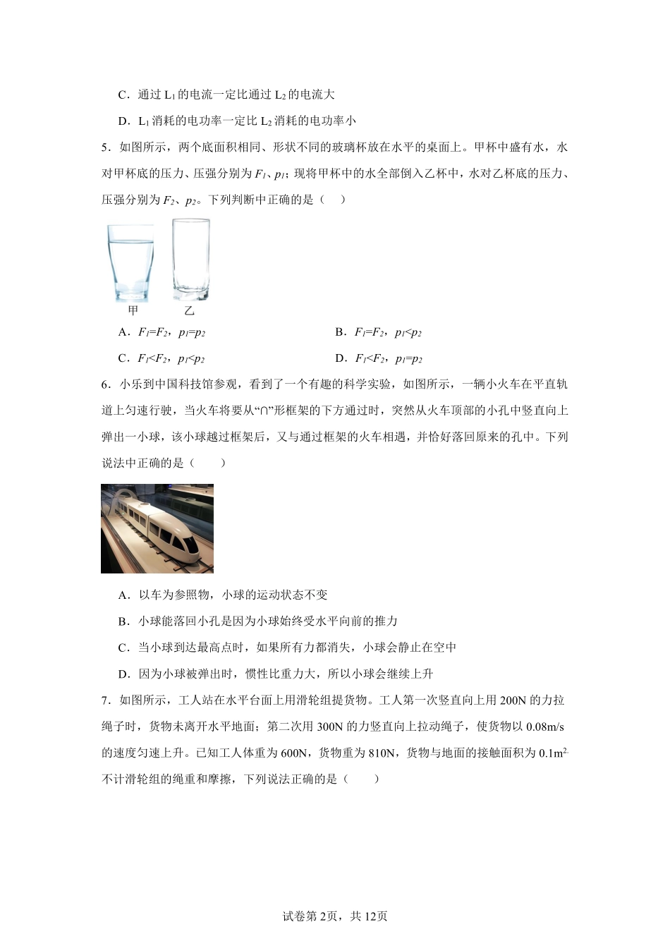 2024北京四中初三二模物理.pdf_第2页