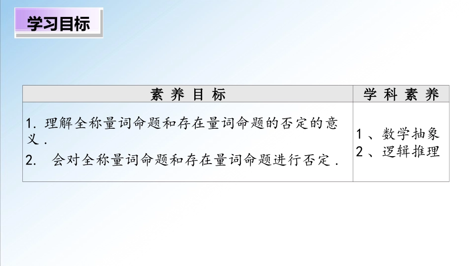 1.5.2 全称量词命题和存在量词命题的否定课件高一数学教材配套学案+课件+练习人教A版必修第一册.ppt_第2页