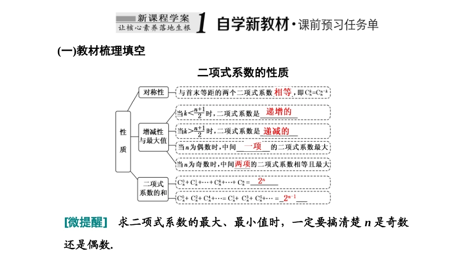 人教A版数学选择性必修课程学案高中同步导学6.3.2  二项式系数的性质.ppt_第2页
