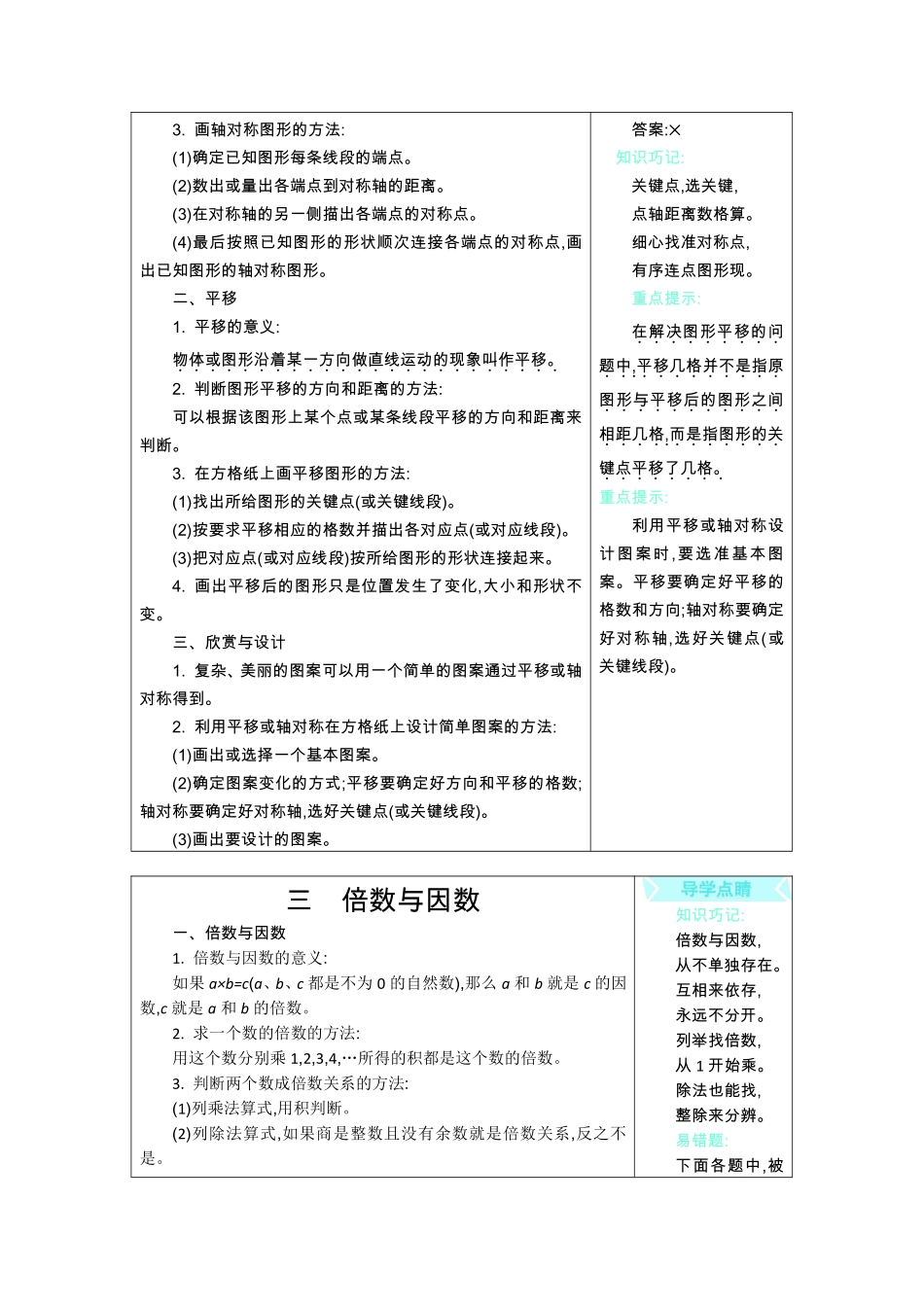 五年级上册数学北师版知识要点.pdf_第3页
