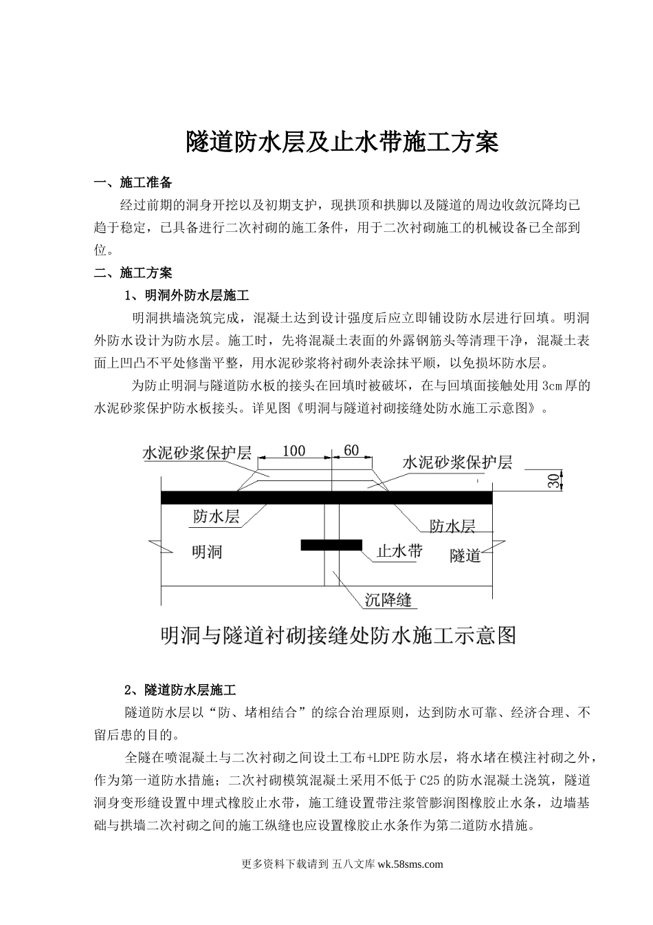 隧道防水层、止水带施工方案.doc_第1页