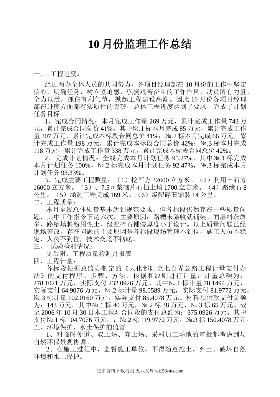 月份监理工作总结.doc_第1页