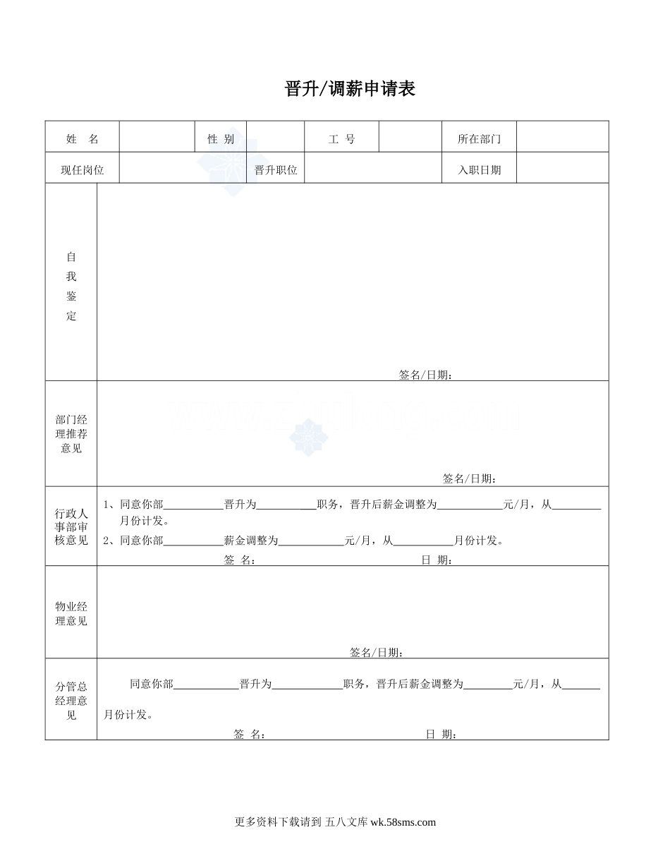 晋升调薪申请表_secret.doc_第1页