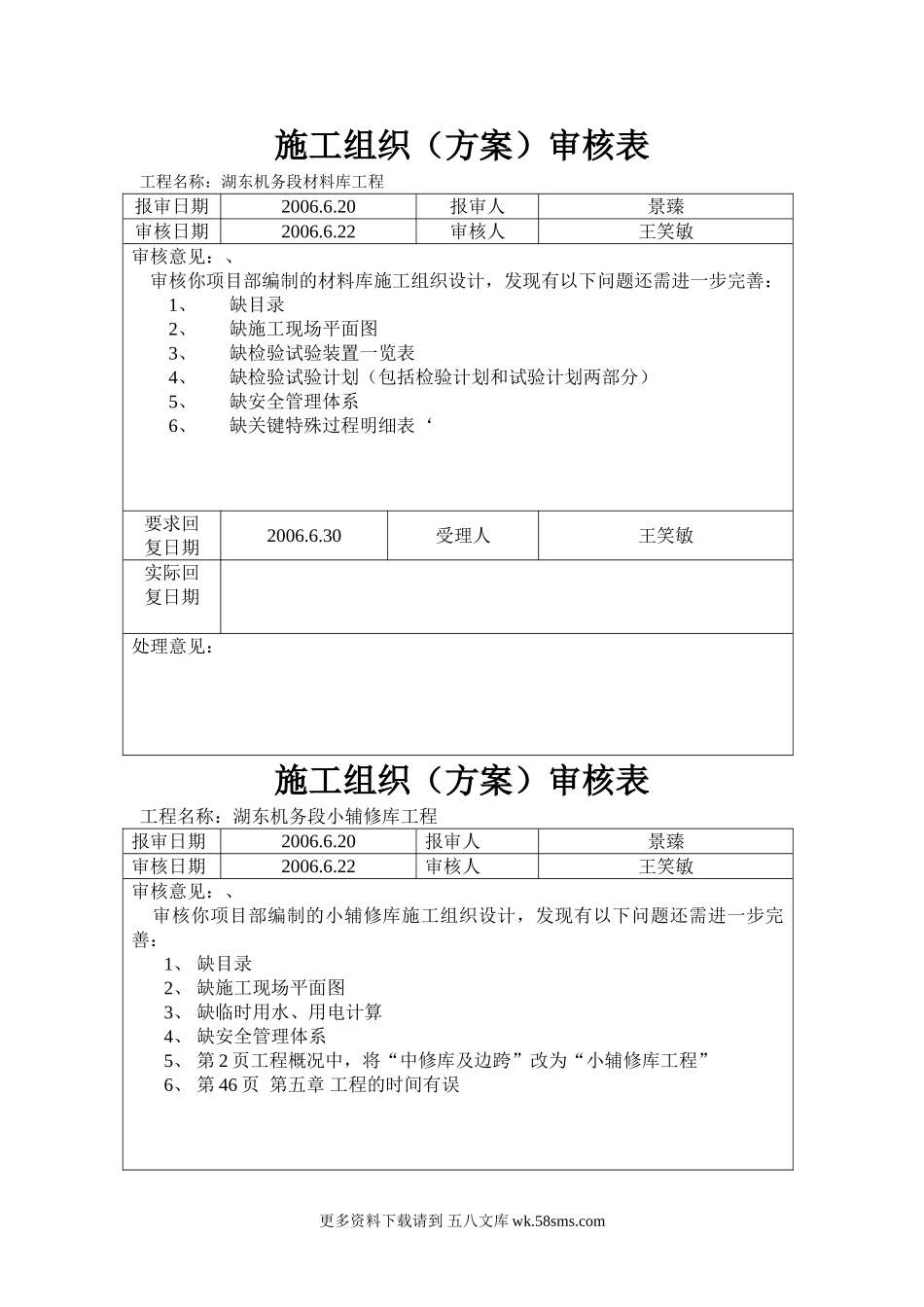 施工组织（方案）审核表.doc_第1页