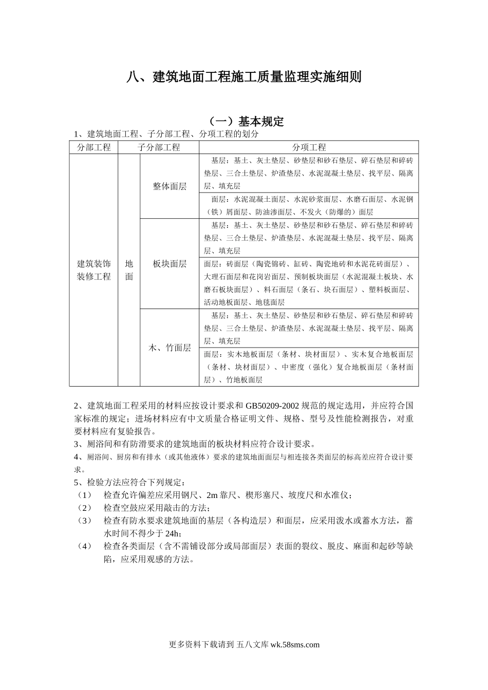 建筑地面工程施工质量监理实施细则.doc_第1页