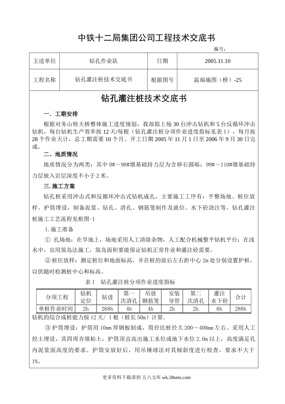 钻孔灌注桩技术交底书fff.doc_第1页