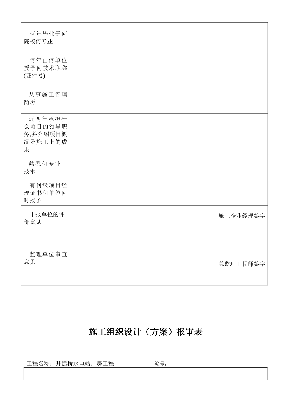 甘洛县开建桥水电站监理下发土建常用表格.doc_第3页
