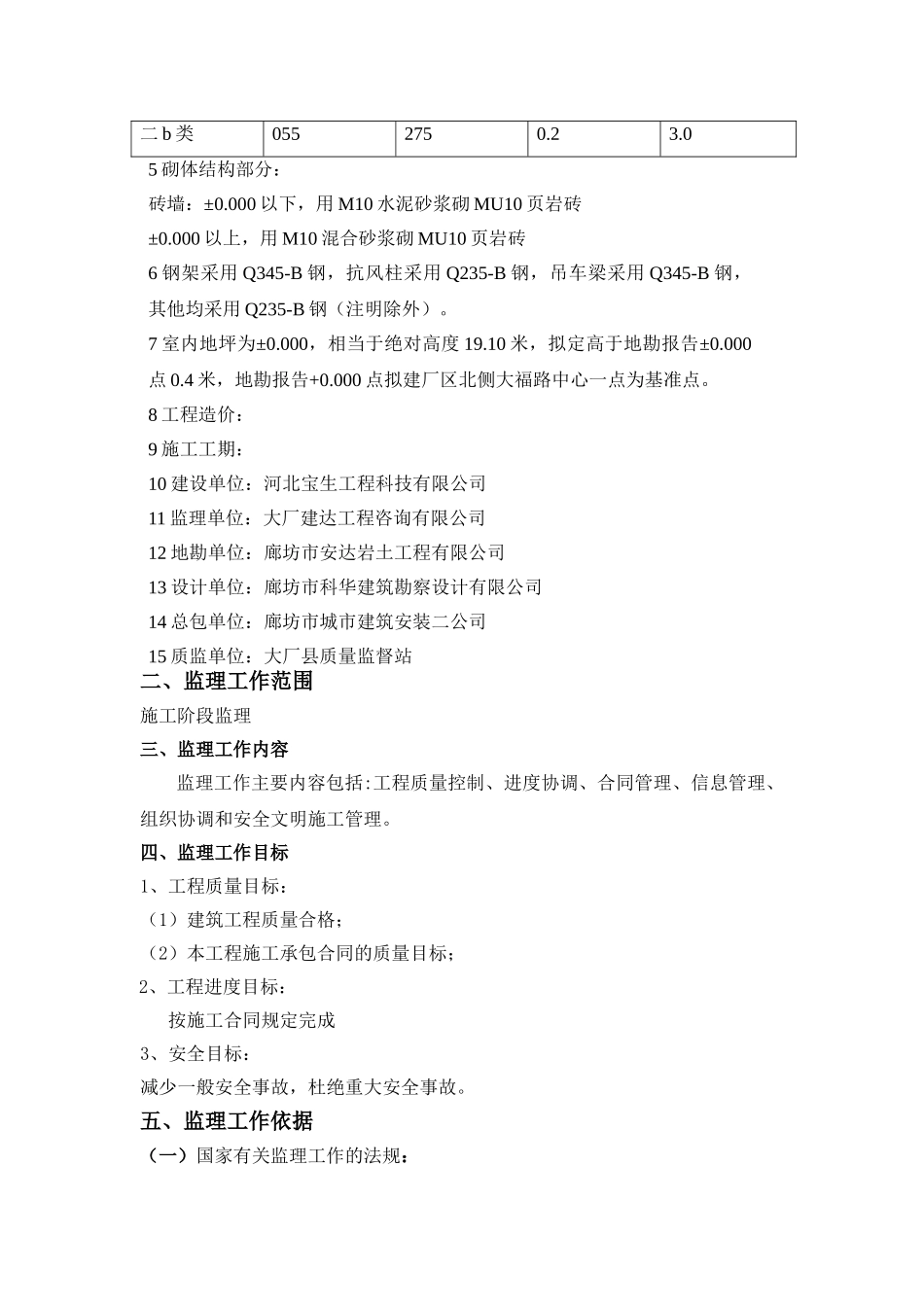 河北宝生工程科技有限公司厂房监理规划.doc_第2页