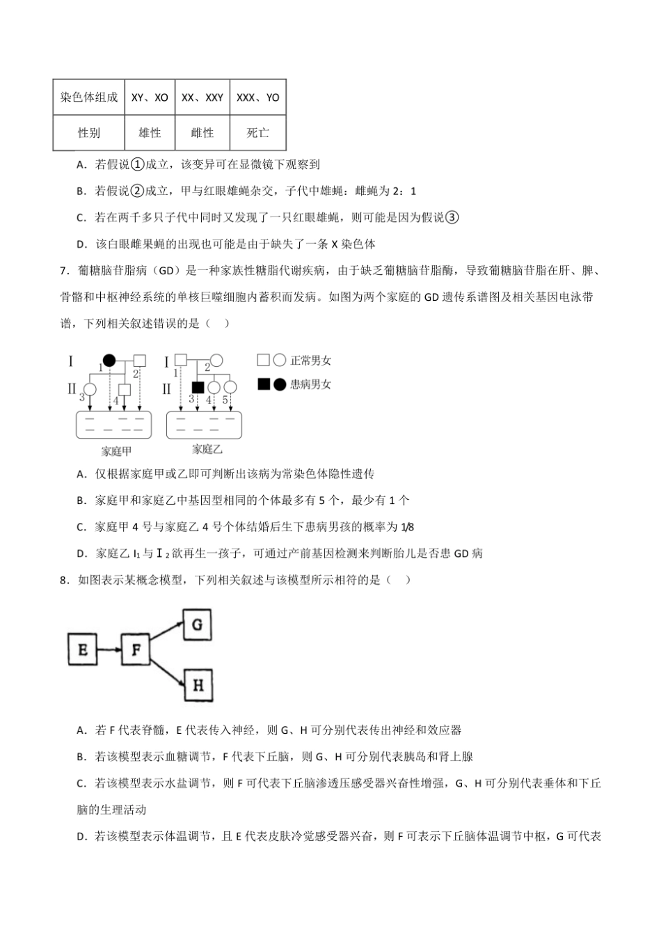 备战2025年高考生物模拟试卷（江西省）及答案.pdf_第3页