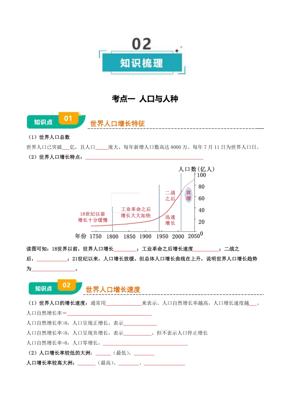 专题04 居民与文化&发展与合作-2025年会考地理一轮复习知识清单 （挖空版）.pdf_第3页