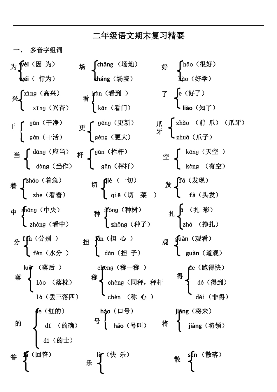 二年级上册语文全册复习资料归纳.docx_第1页