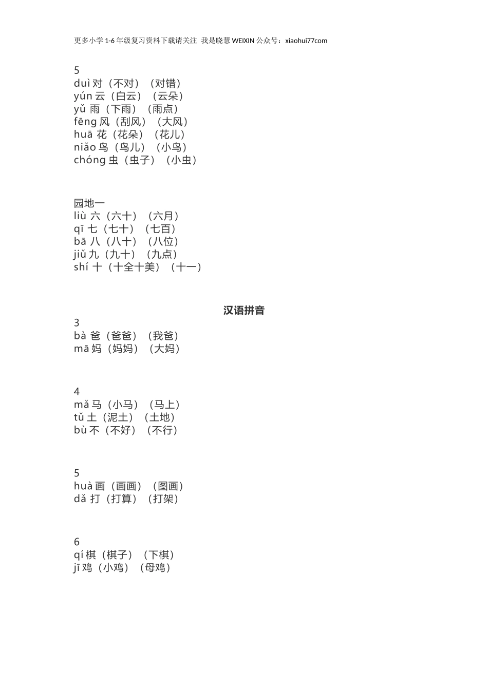 人教部编版一年上册语文识字表生字组词带拼音.docx_第2页