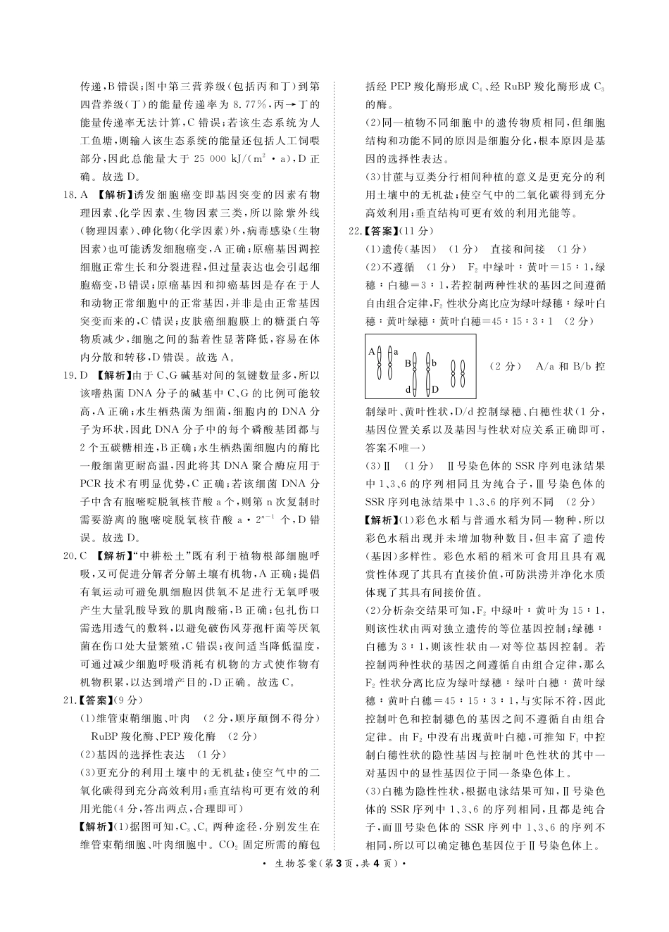 9月高三联考生物答案.pdf_第3页