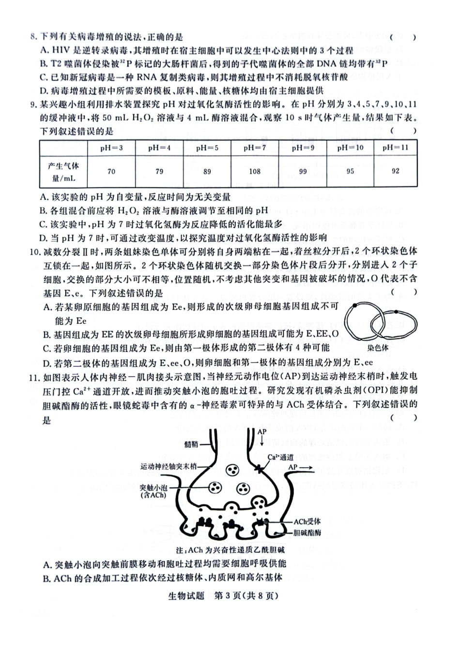 河南省青桐鸣2023-2024学年高三上学期9月月考 生物.pdf_第3页