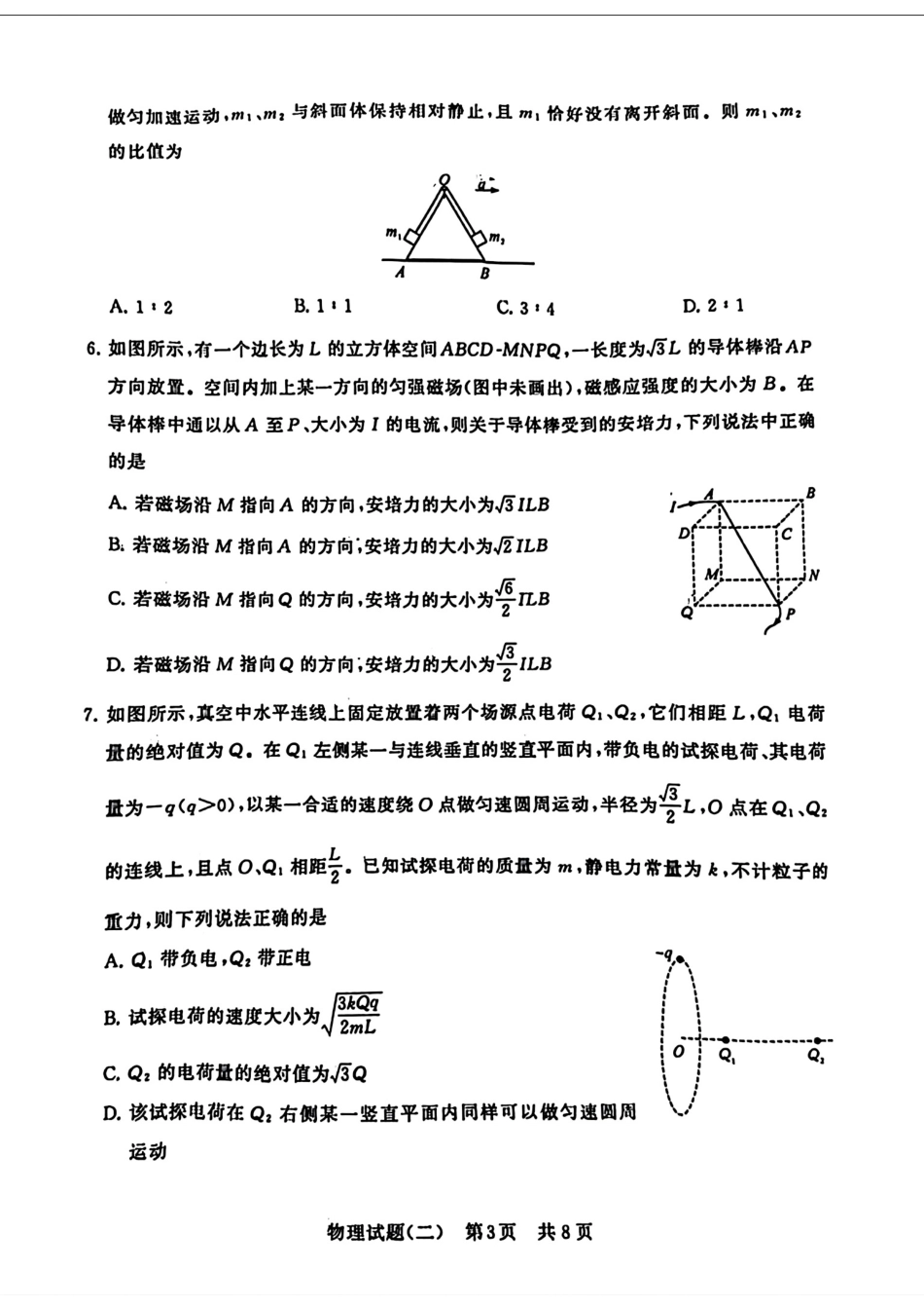 2024届湖北省T8联盟高三下学期压轴考试（二）物理试题.pdf_第3页
