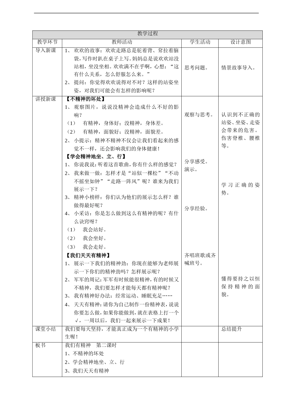 2我们有精神  第二课时 教案(1).doc_第2页
