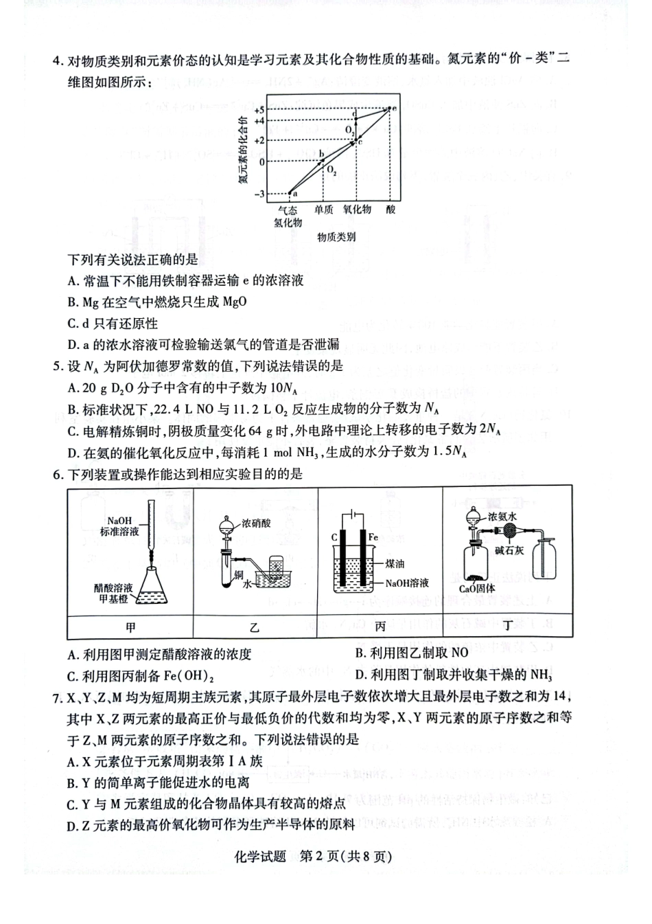 天一大联考·2023-2024学年高中毕业班阶段性测试（四）化学.pdf_第2页