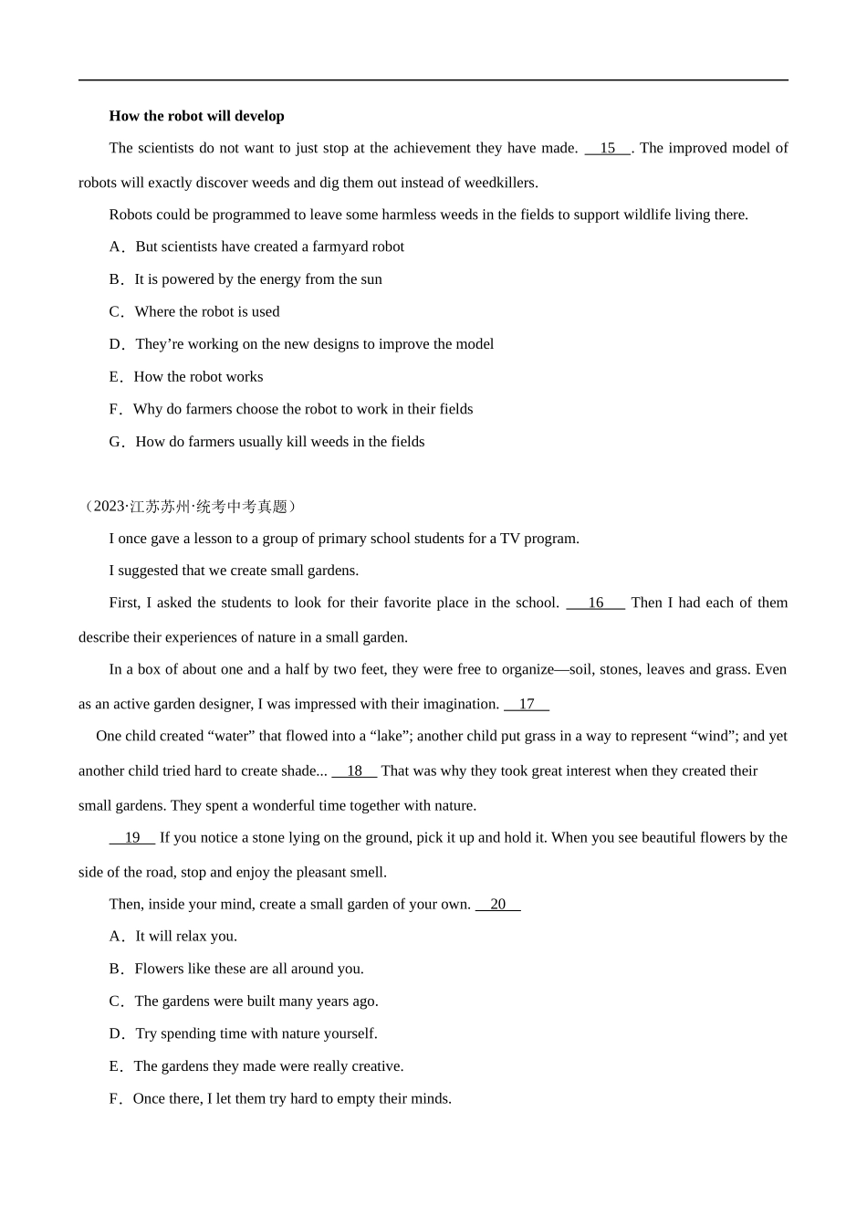 专题12 任务型阅读-阅读补全 7选5 6选5 5选5 （原卷版）.docx_第3页